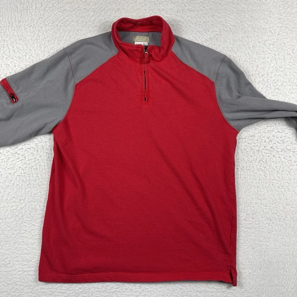 The Territory Ahead‎ Pullover Mens Large Gray Red 1/4 Zip Casual Outdoors Travel